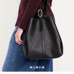 Old Navy Black Bucket Bag with Gold Buckle
